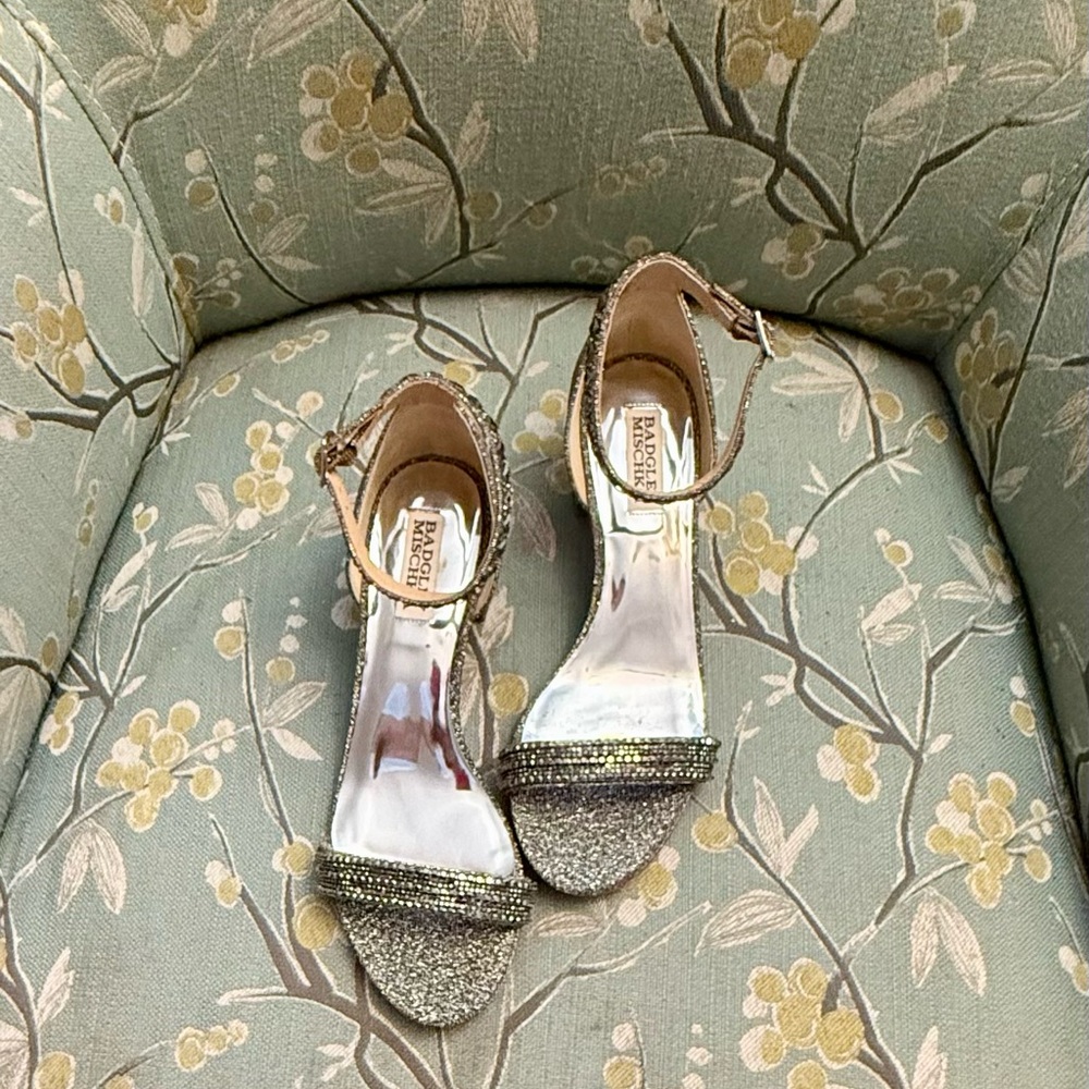 Badgley Mischka Glittering Silver Heels